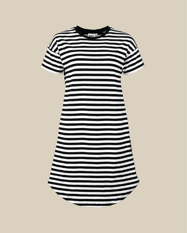 Muisto T-Shirt Dress Black/White Stripe