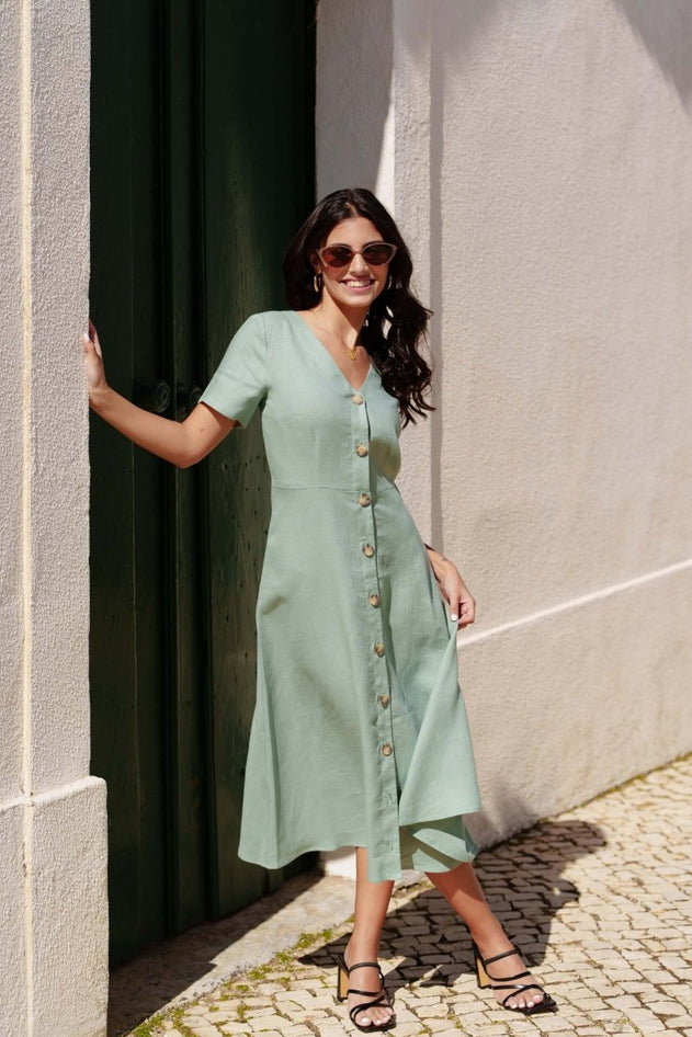 Penelope Dress Desert Sage Green - IVALO.COM