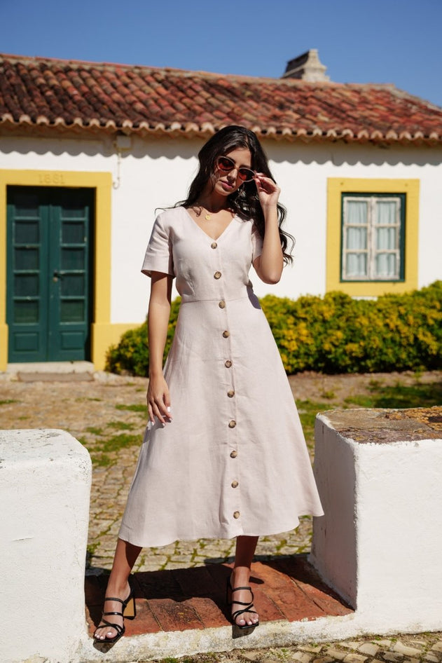 Penelope Dress Sandshell Beige - IVALO.COM