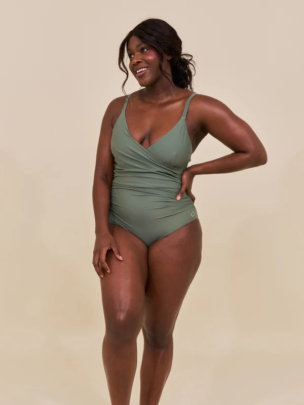 Medewi Draped Swimsuit Army