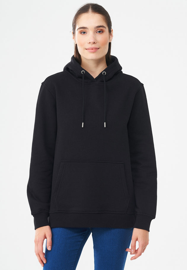 Women's Organic Cotton Hoodie With Kangaroo Pocket Black