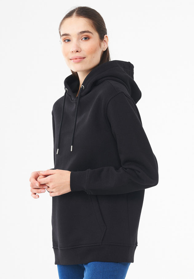 Women's Organic Cotton Hoodie With Kangaroo Pocket Black