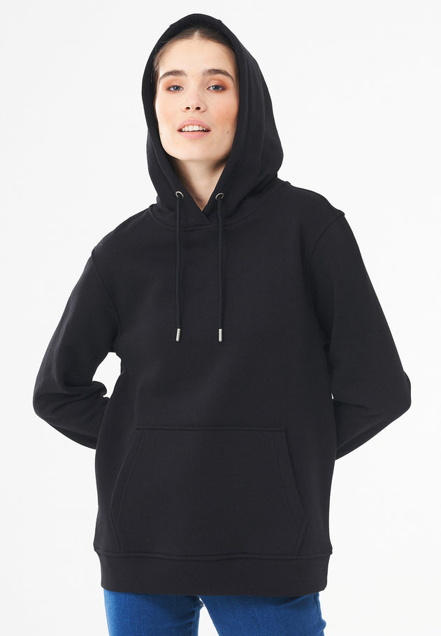 Women's Organic Cotton Hoodie With Kangaroo Pocket Black