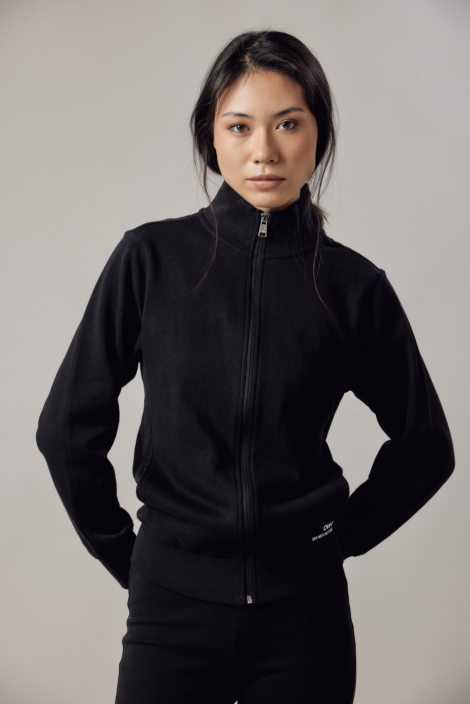 Women's Sweatshirt With A Zipper Grey