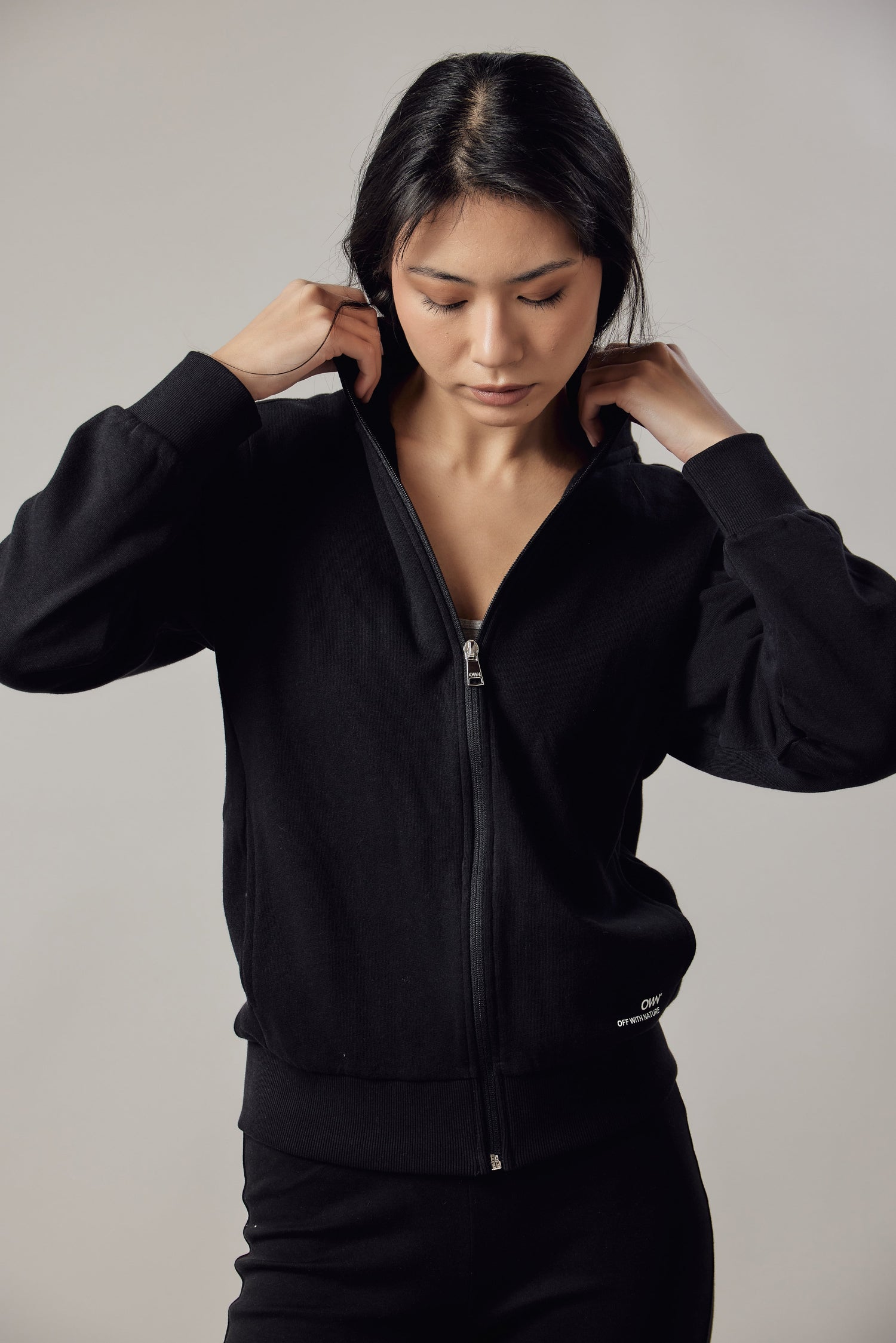 Women's Sweatshirt With A Zipper Grey
