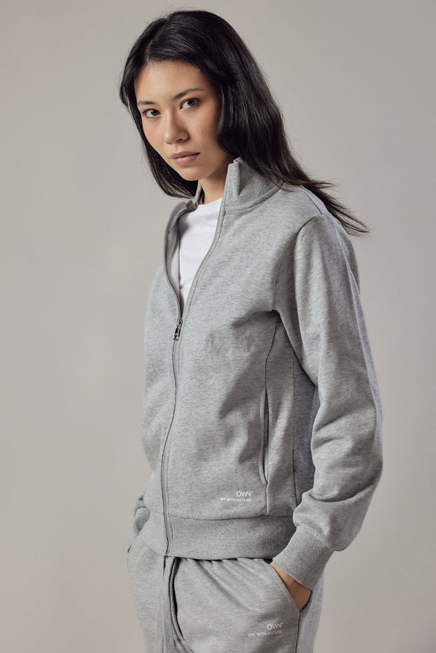 Women's Sweatshirt With A Zipper Grey
