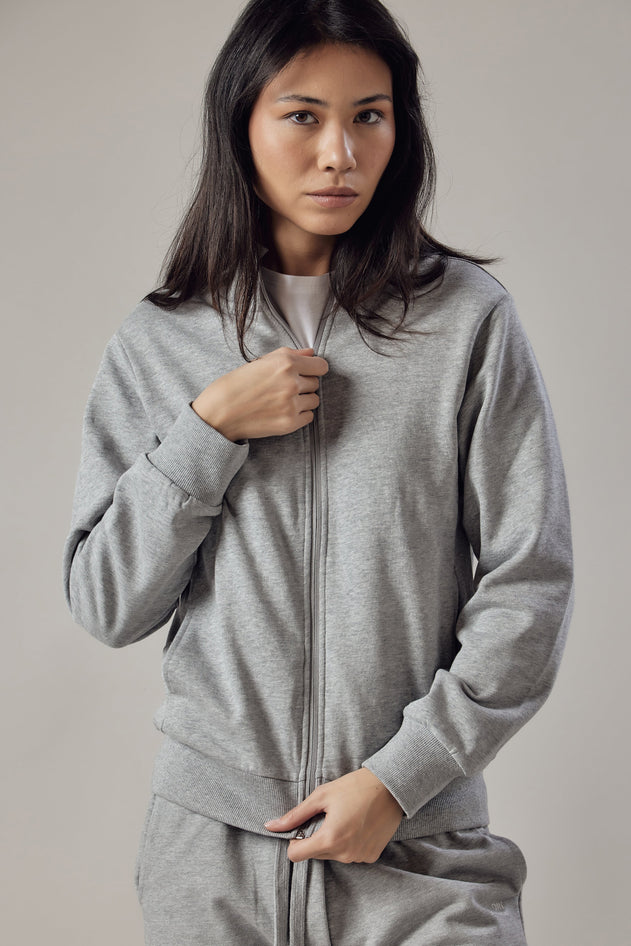 Women's Sweatshirt With A Zipper Grey