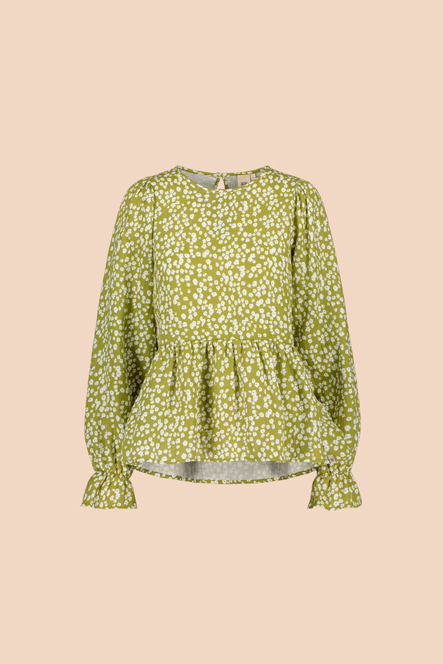 Flounce Blouse Flora Olive