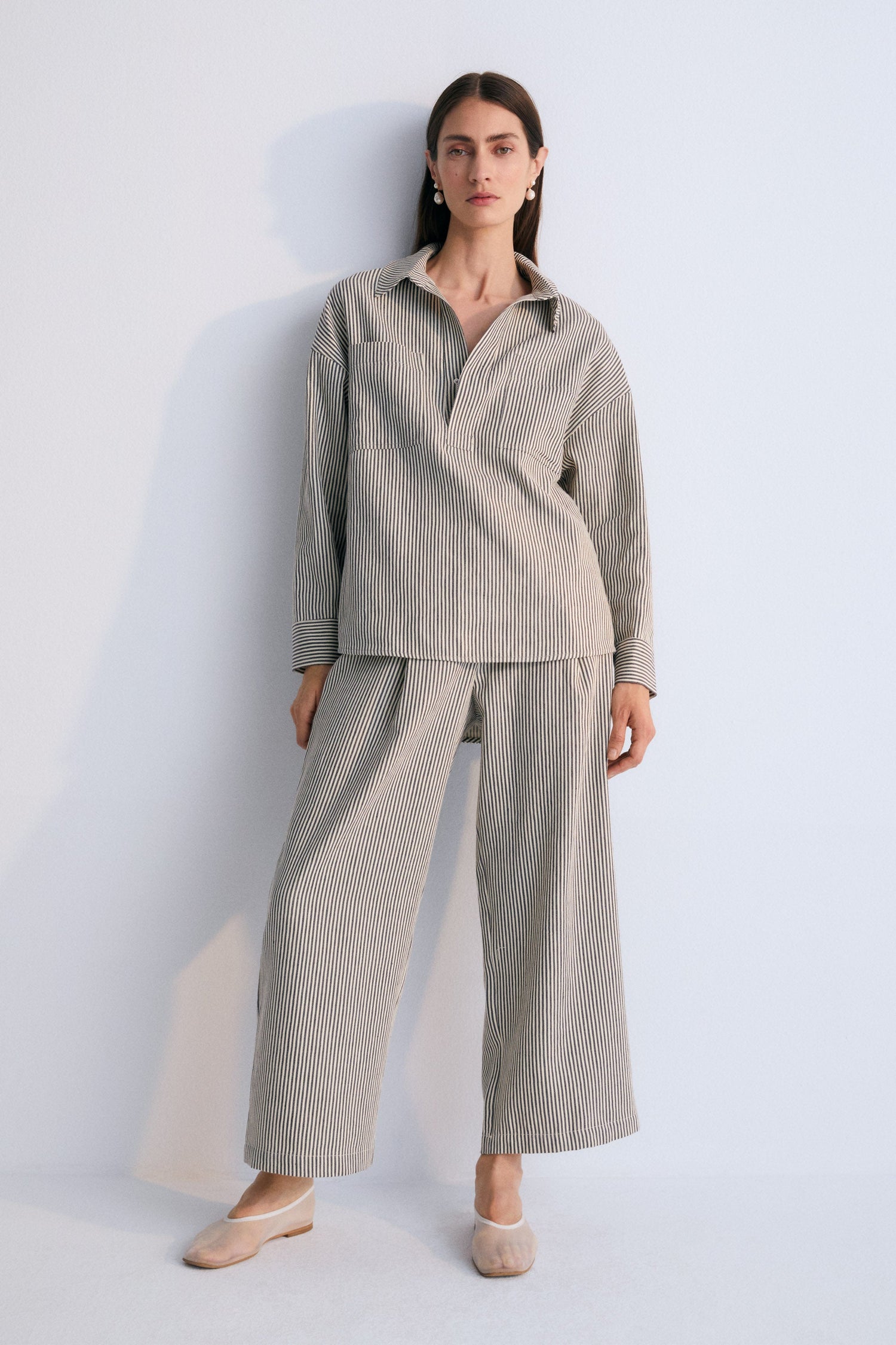 Women's Pergamo Shirt Grey Striped