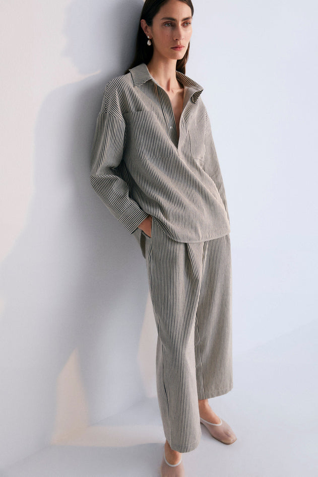 Women's Pergamo Shirt Grey Striped