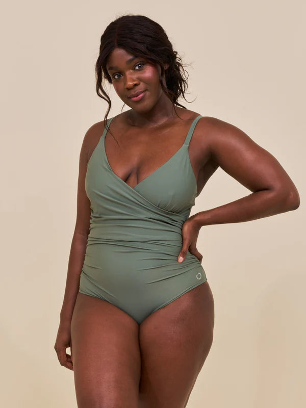 Medewi Draped Swimsuit Army