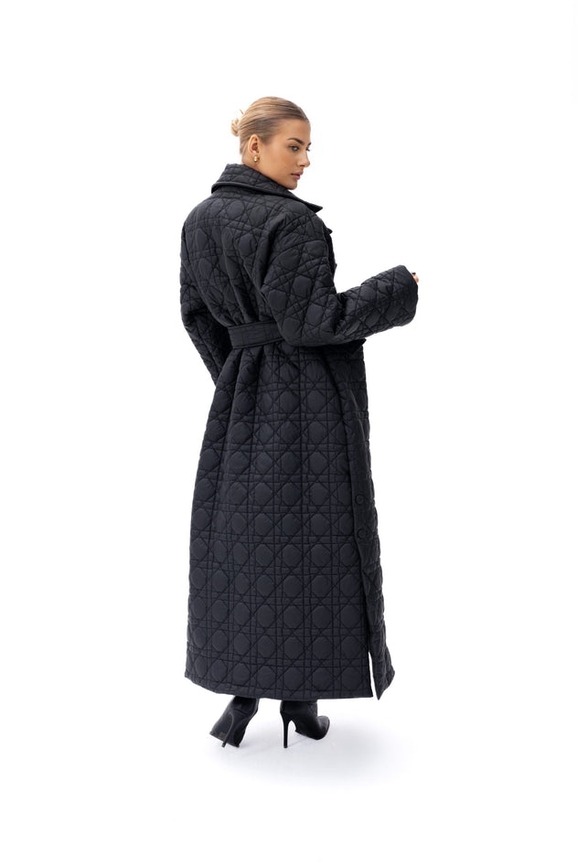 Area Long Quilted Coat Black