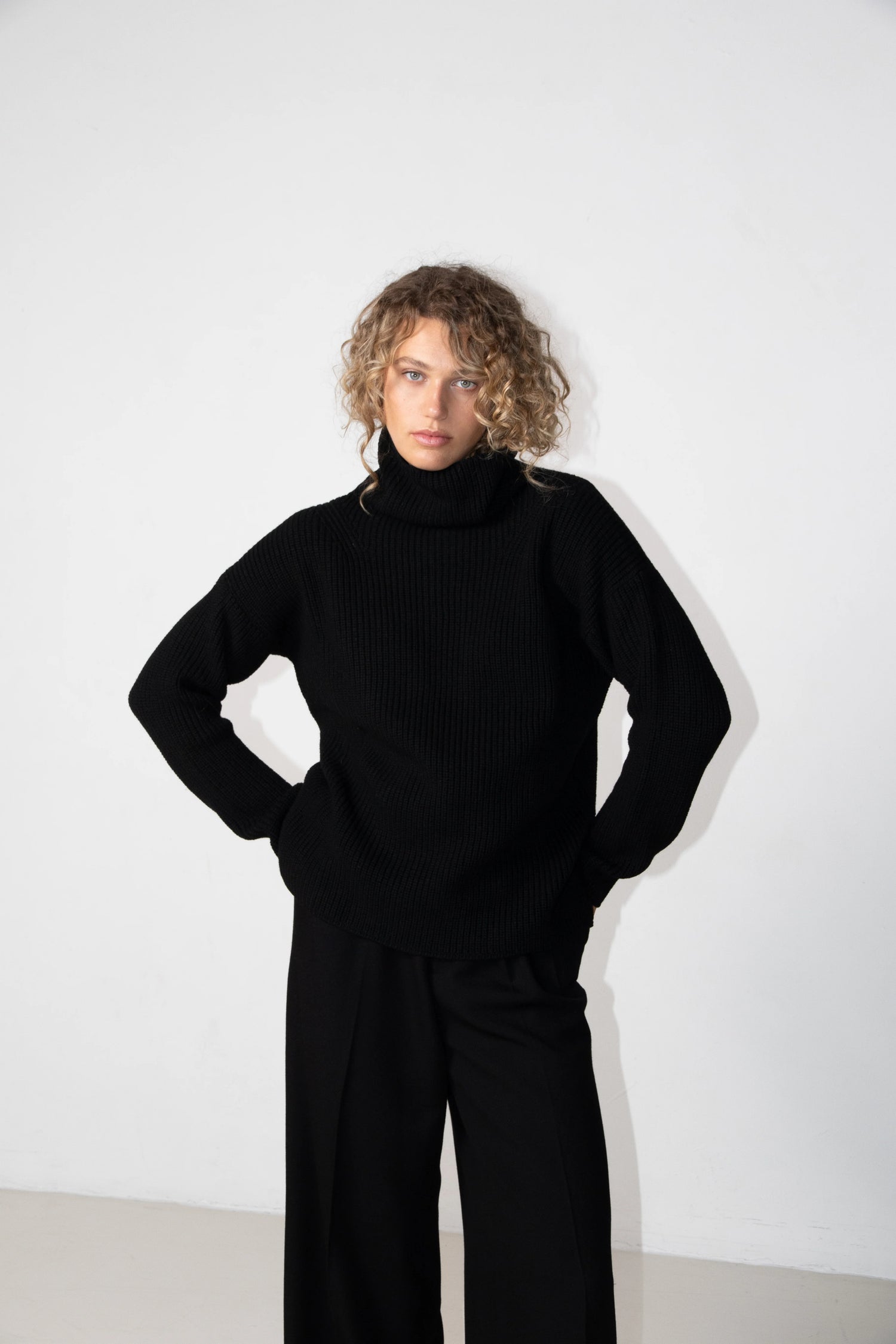 Heavy Roll Neck Black