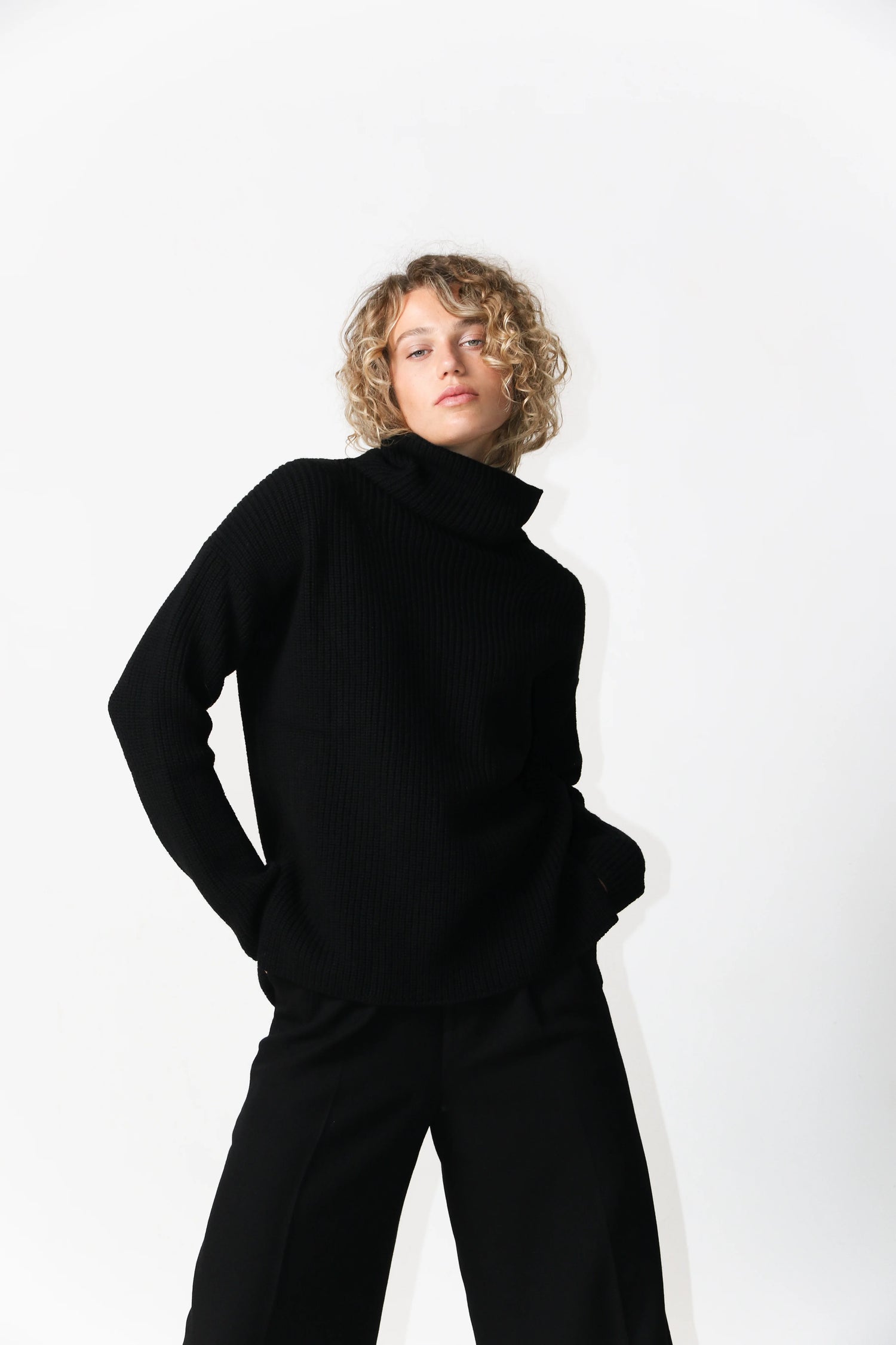 Heavy Roll Neck Black