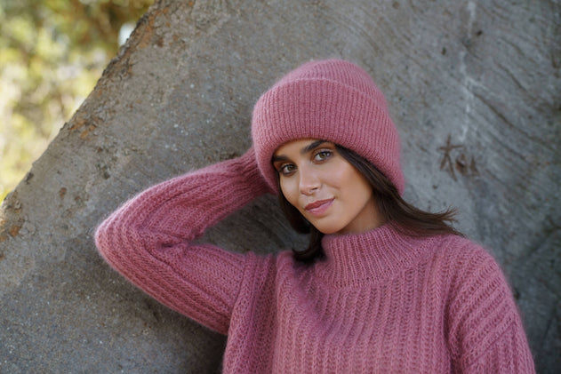 Pippa Mohair Beanie Powder Pink