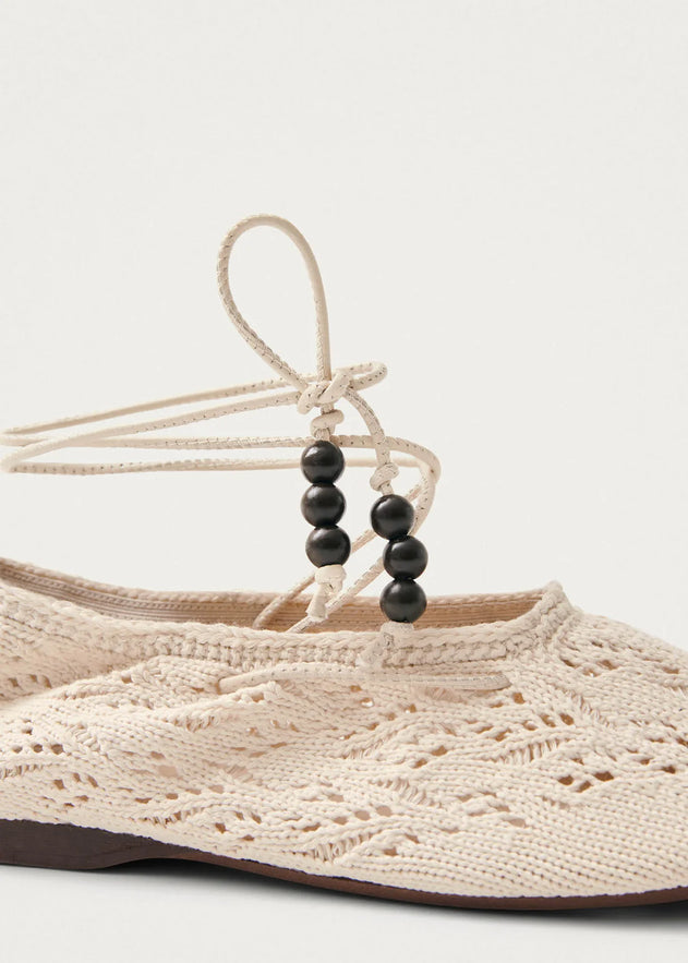 Rosemary Crochet Ballet Flats Cream
