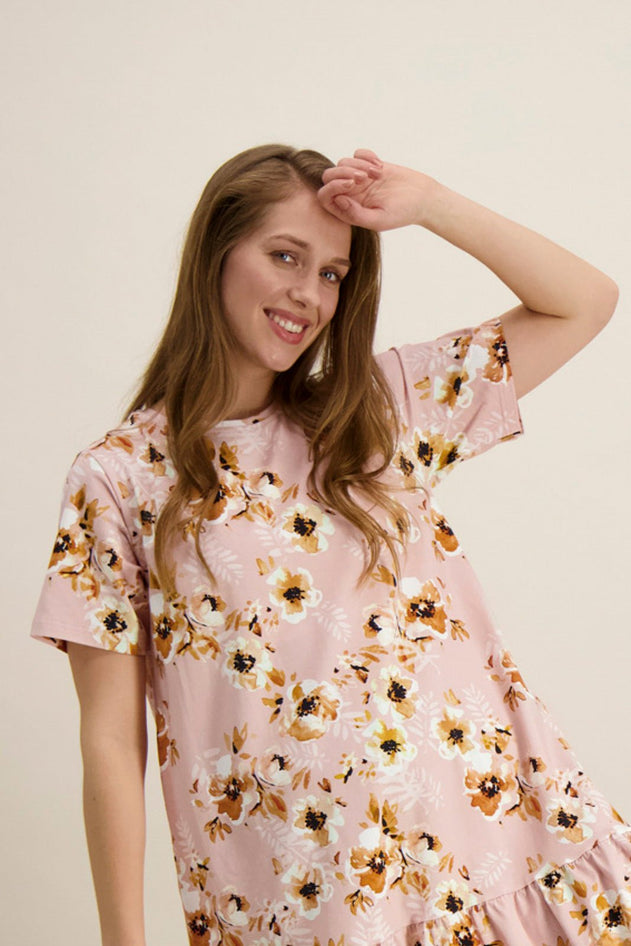 Ruffle T-Shirt Dress Pastel Bouquet