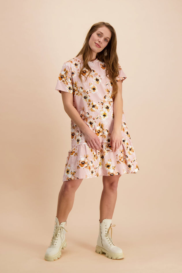 Ruffle T-Shirt Dress Pastel Bouquet