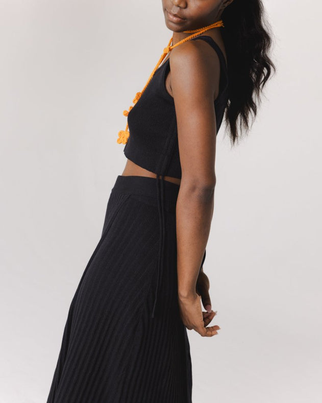 Šatrija Set Cotton Wrap Skirt & Drebulė Crop Top Black
