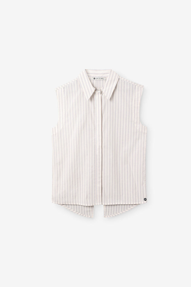 Blouse With A Back Slit White Stripes