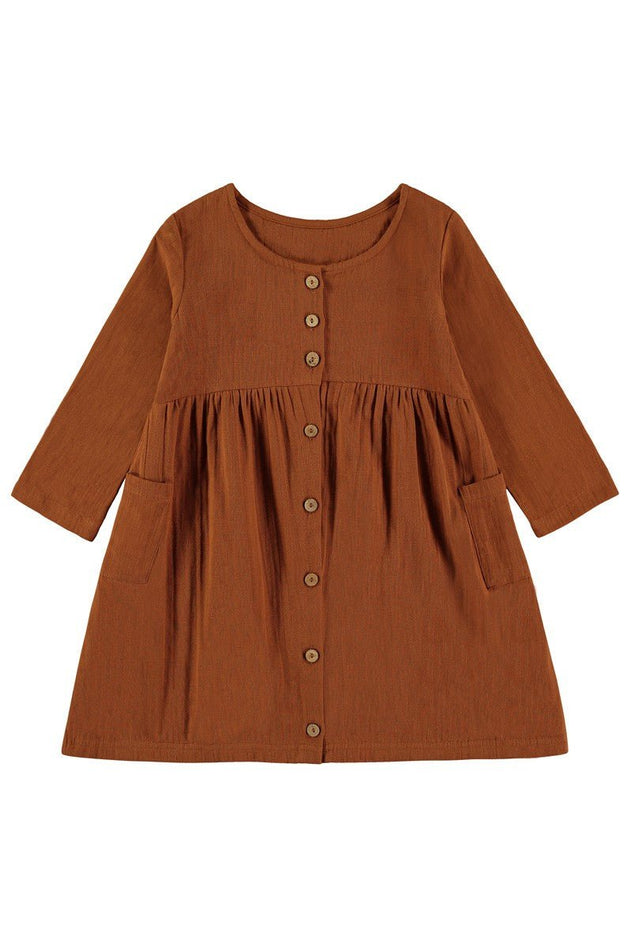 Kids' Simone Dress With Pockets Terracotta