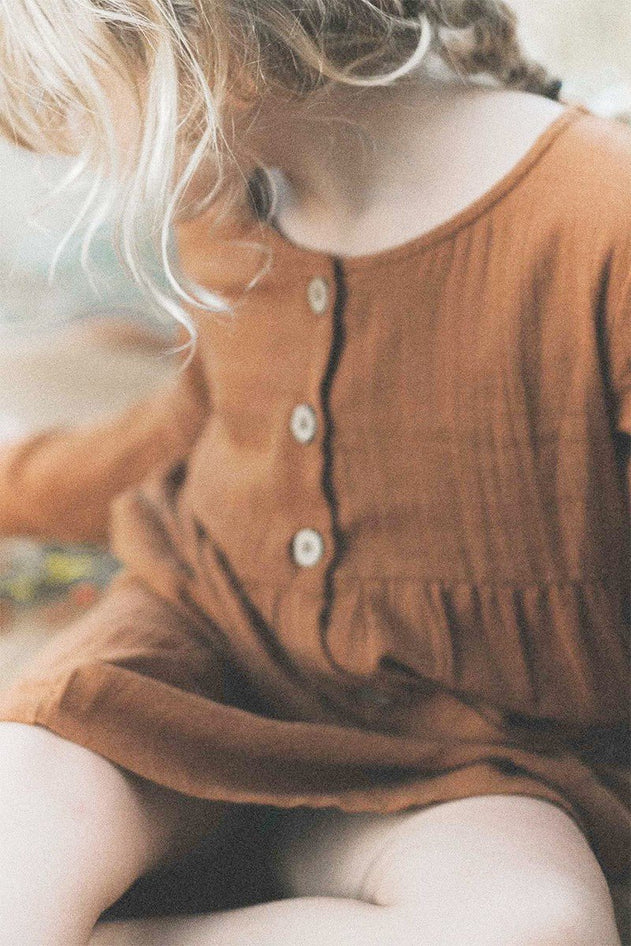 Kids' Simone Dress With Pockets Terracotta