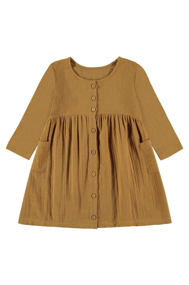 Kids' Simone Dress With Pockets Mustard
