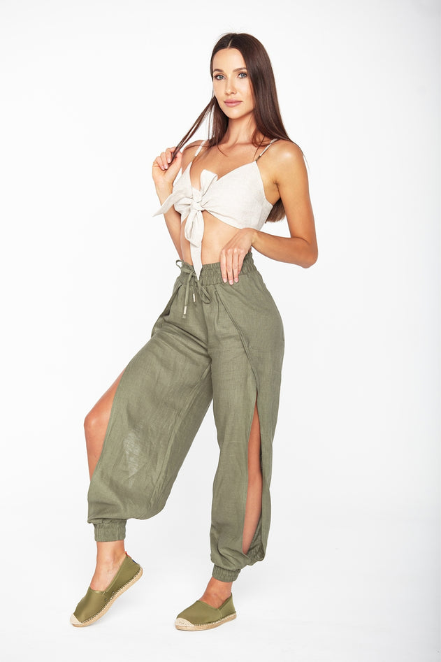 Capri Linen Crop Top White