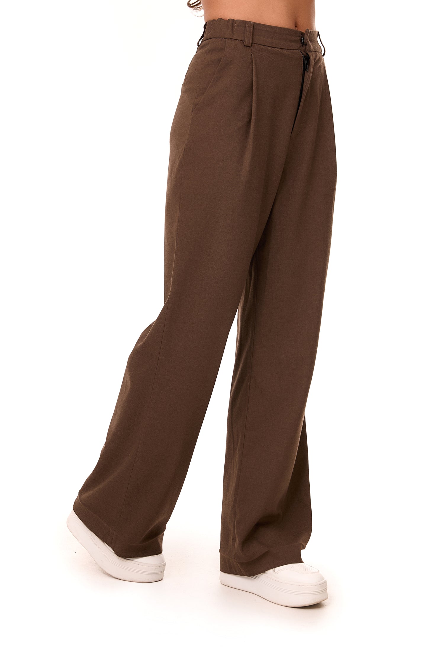 Klaro Pleated Wool Blend Trousers Brown