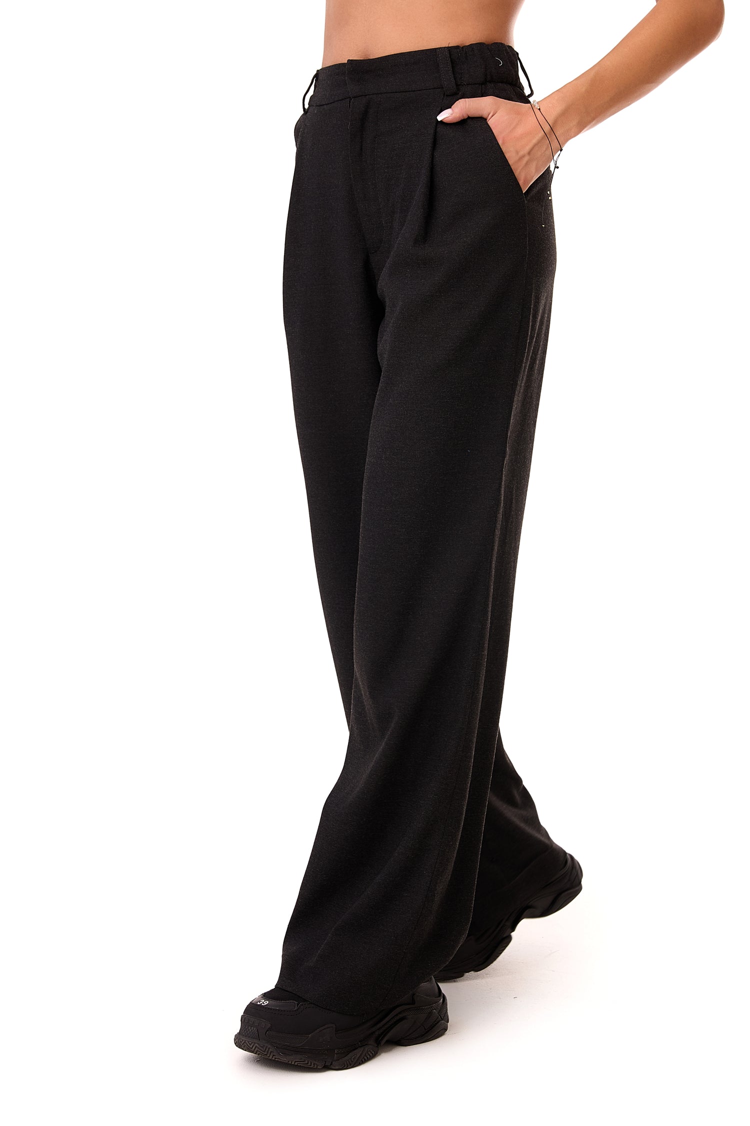 Klaro Pleated Wool Blend Trousers Black