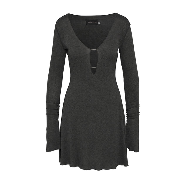 Chloe Deep Neckline Mini Dress Anthracite