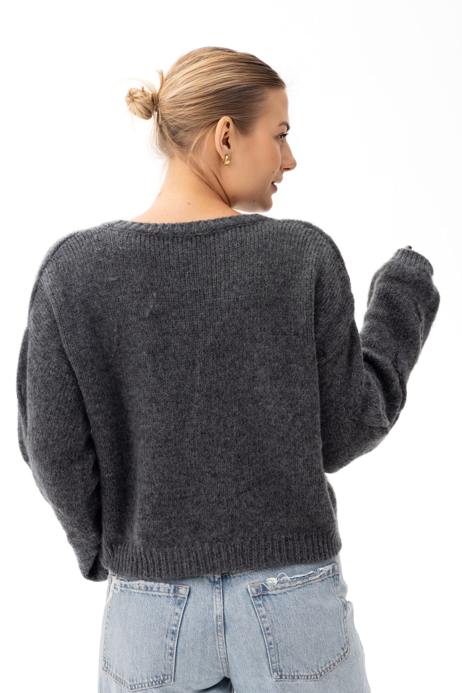 Vero Alpaca Blend Knit Sweater Steel