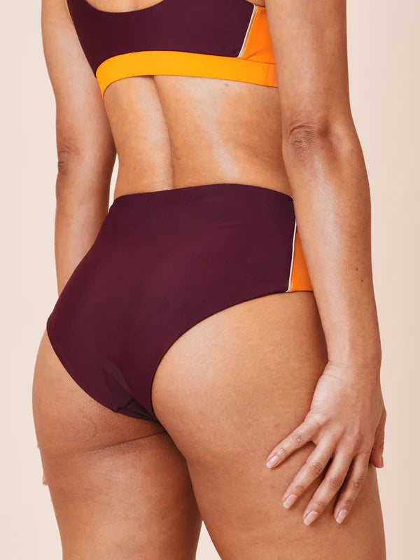 Ubud Colorblock Highwaisted Bikini Bottom Deep/Flame