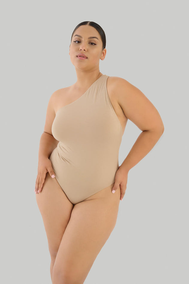 Asymmetric Back Bodysuit Nude