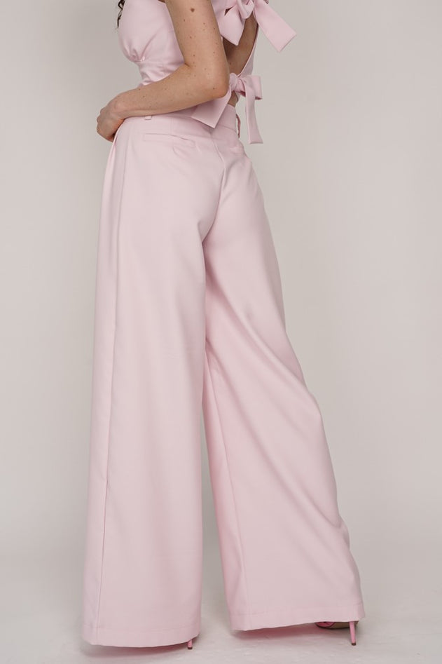 Coco Wide Leg Trousers Powder Pink