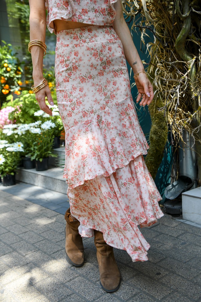 Kiara Ruffle Hem Skirt Floral Print