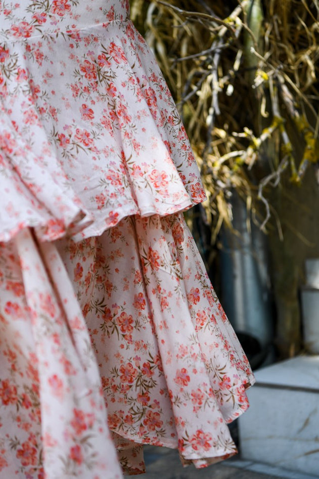 Kiara Ruffle Hem Skirt Floral Print