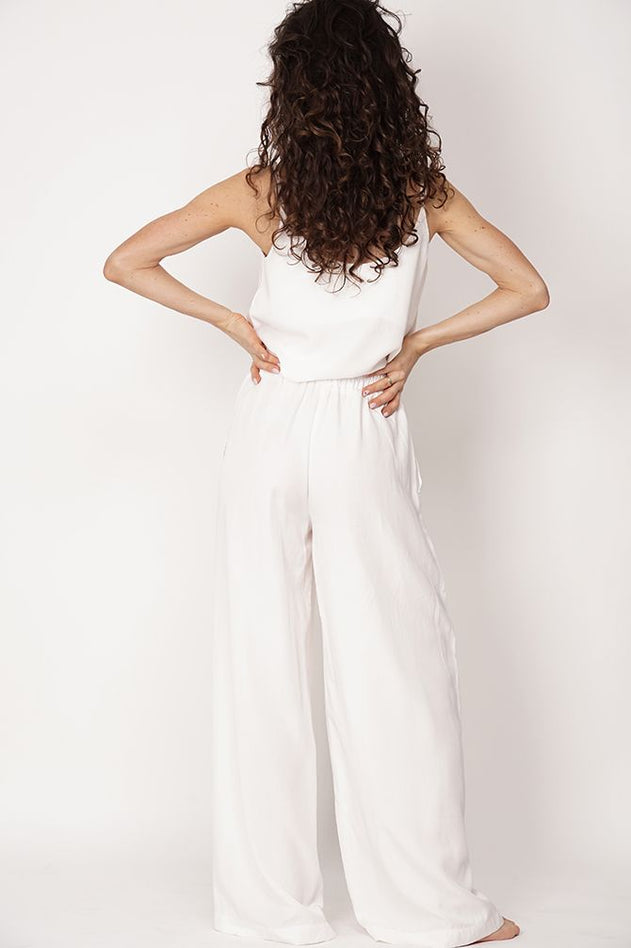 Wide Leg Tencel Trousers White