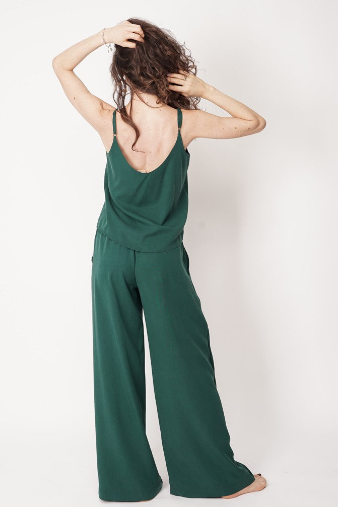 Wide Leg Tencel Trousers Green