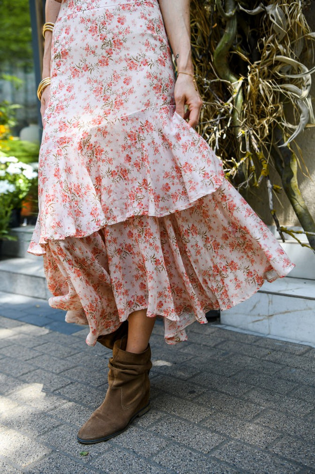 Kiara Ruffle Hem Skirt Floral Print