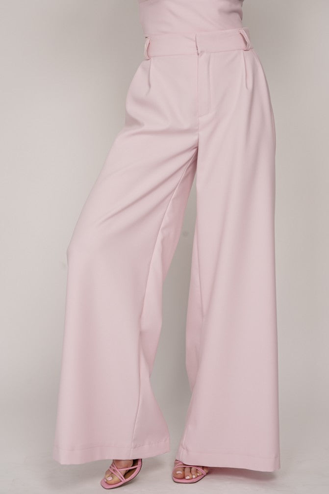 Coco Wide Leg Trousers Powder Pink