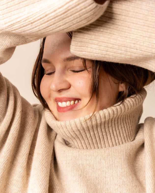 Utu Merino Wool Polo Knit Beige