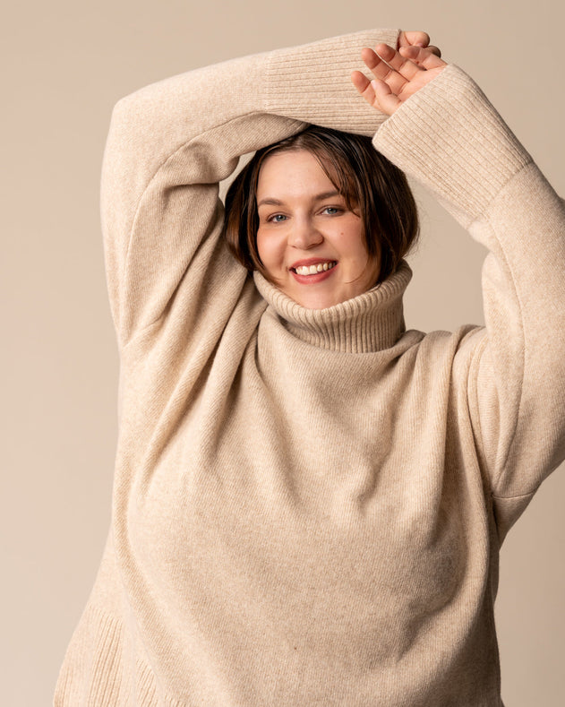 Utu Merino Wool Polo Knit Beige