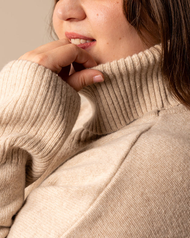 Utu Merino Wool Polo Knit Beige