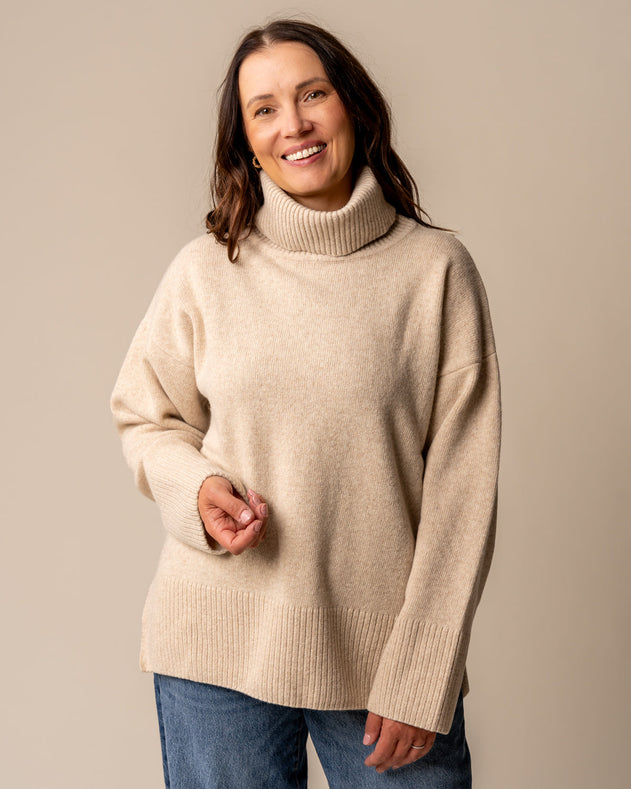 Utu Merino Wool Polo Knit Beige