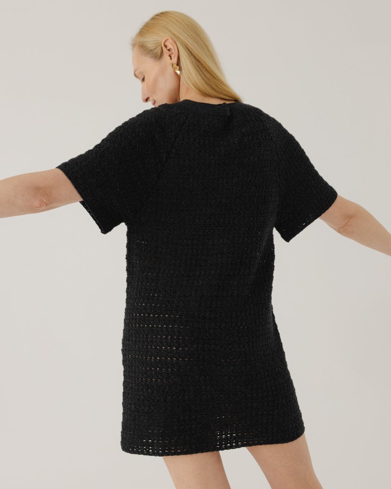 Vasara Crochet Mini Dress Black