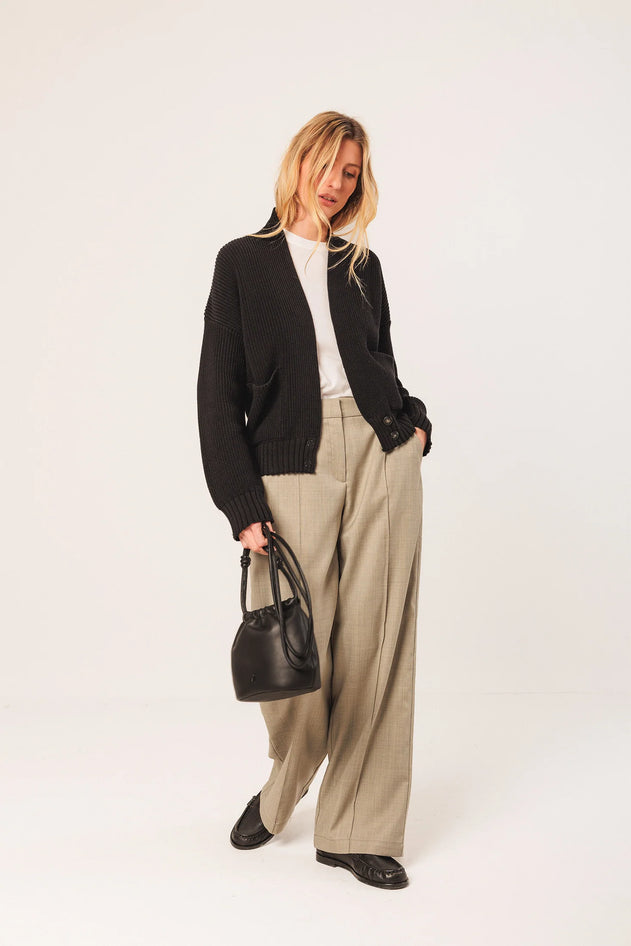 Cotton Double-Breasted Cardigan Black