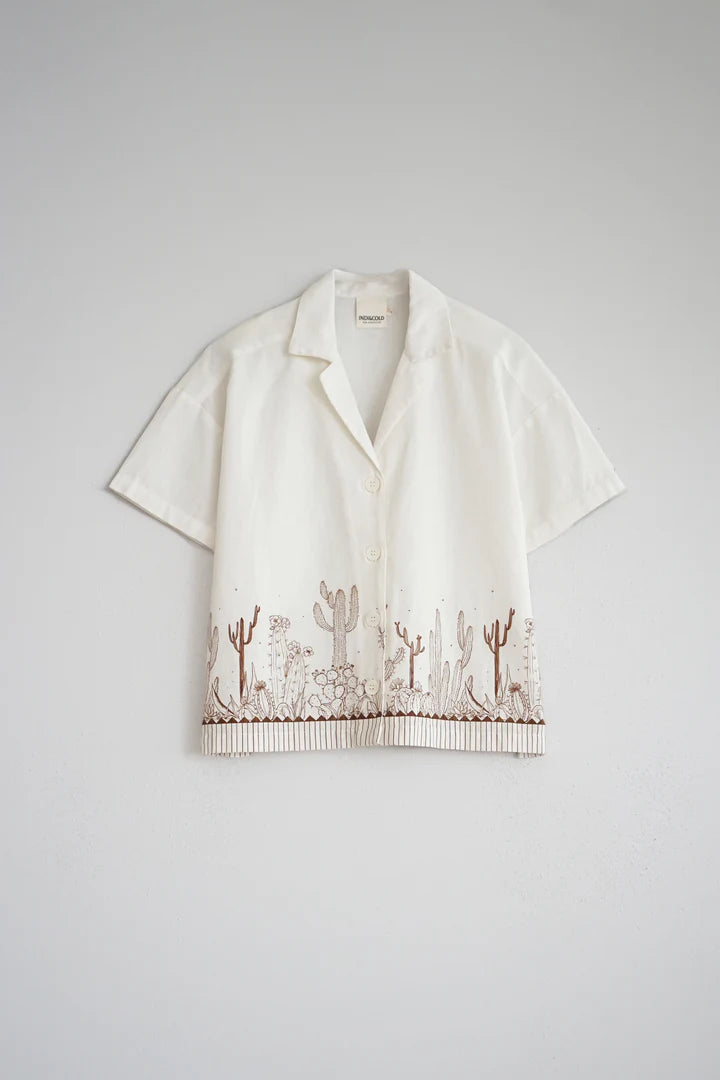 Cotton Cactus Shirt White/Chocolate