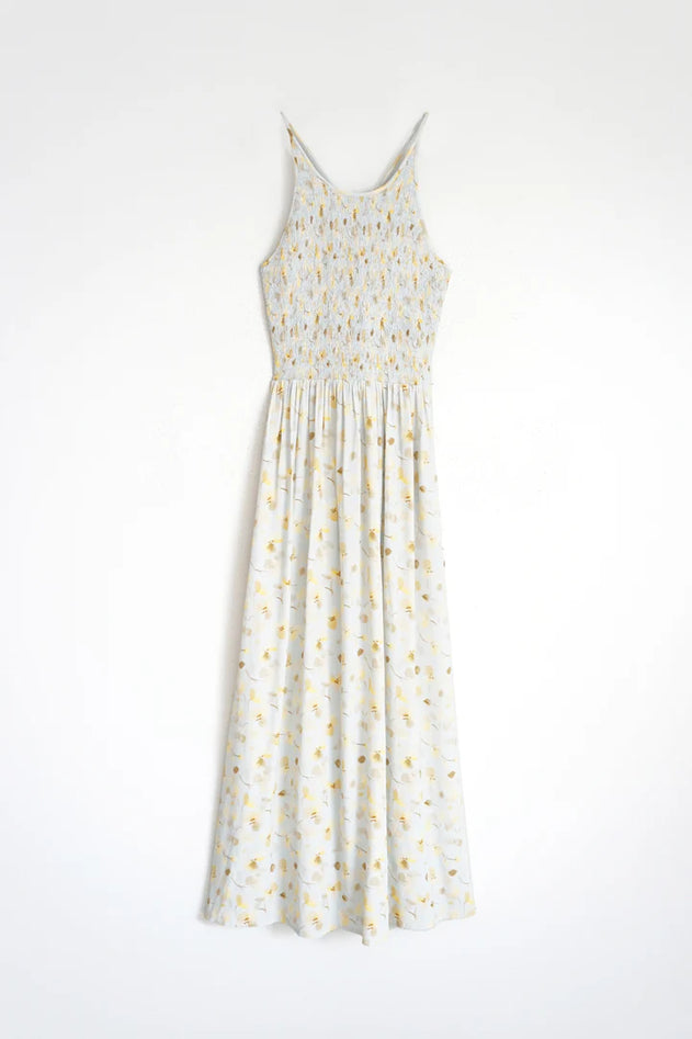 Elastic Waist Dress Floral Corn