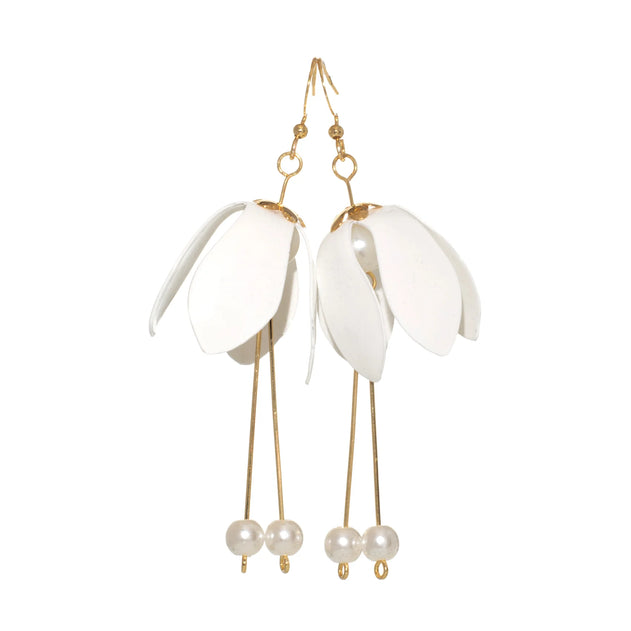 Lily Double-Drop Earrings White